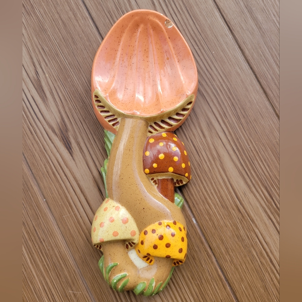 Vintage Handcrafted Ceramic Mushroom Spoon Rest